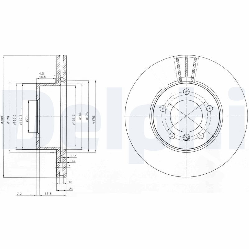 2x DELPHI Bremsscheibe BG3998C