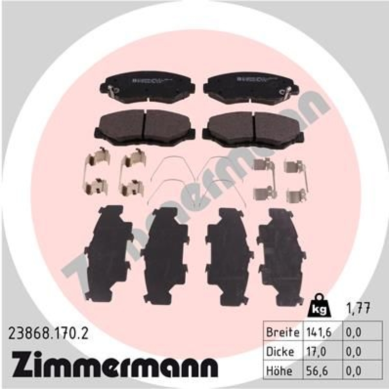 ZIMMERMANN Bremsbelagsatz, Scheibenbremse