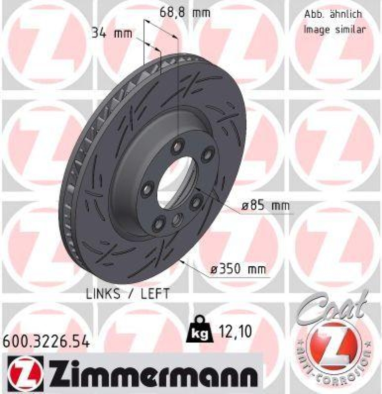 Zimmermann Bremsscheibe Black &Oslash;350mm Vorne links passend f&uuml;r VW Touareg Porsche 600.3226.54