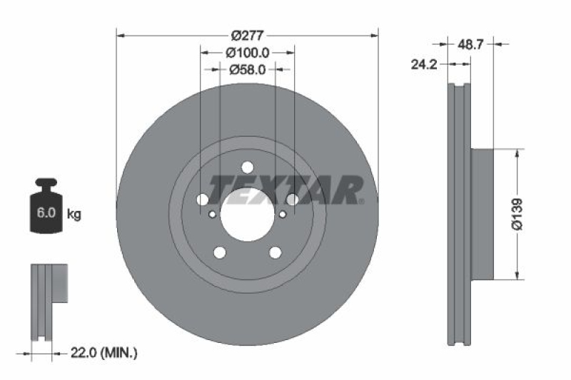 2x TEXTAR Bremsscheibe PRO 92315403