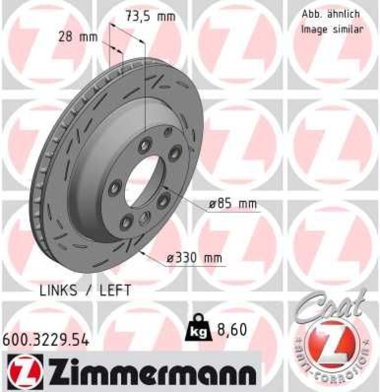 Zimmermann Bremsscheiben Ø330mm + Bremsbeläge hinten passend für Audi Q7 4LB
