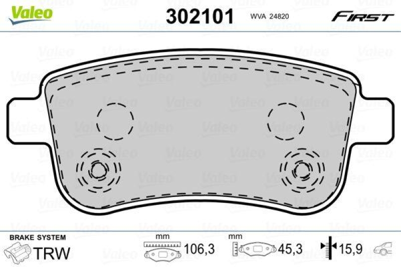 VALEO Brake Pad Set, disc brake FIRST