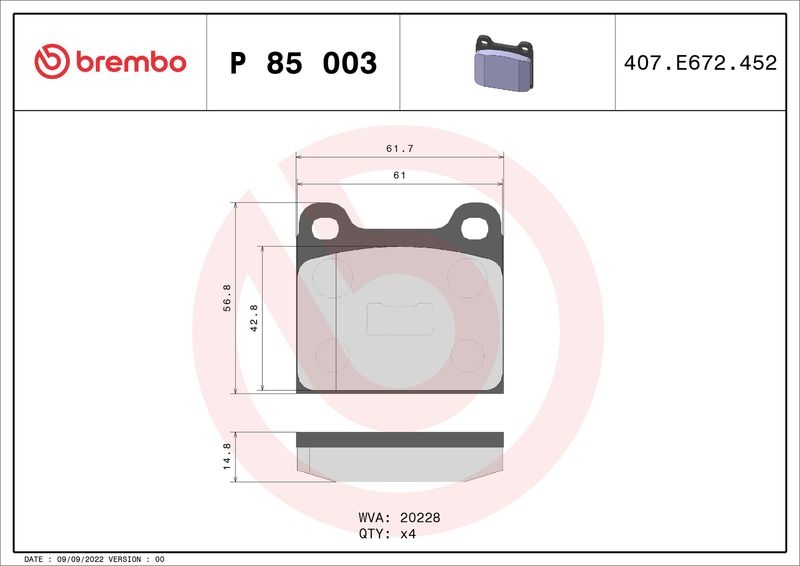 BREMBO Bremsbelagsatz, Scheibenbremse PRIME LINE