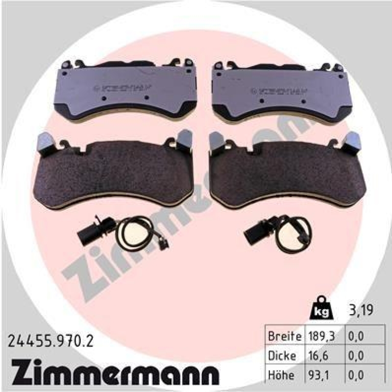 ZIMMERMANN Bremsbelagsatz, Scheibenbremse rd:z 24455.970.2