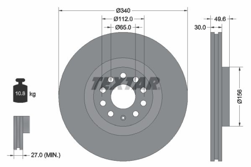 2x TEXTAR Bremsscheibe PRO 92229803