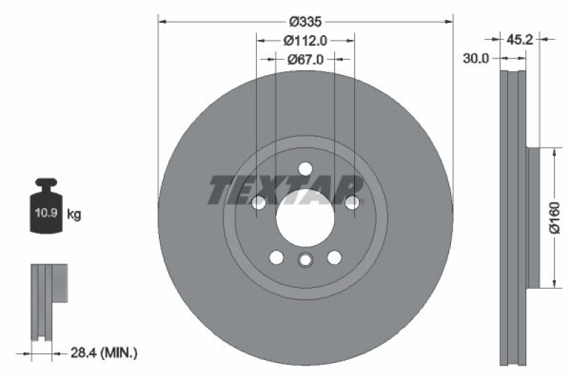 2x TEXTAR Bremsscheibe PRO+