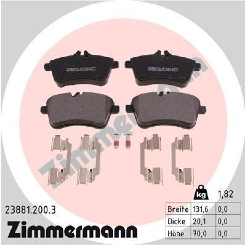ZIMMERMANN Bremsbelagsatz, Scheibenbremse 23881.200.3
