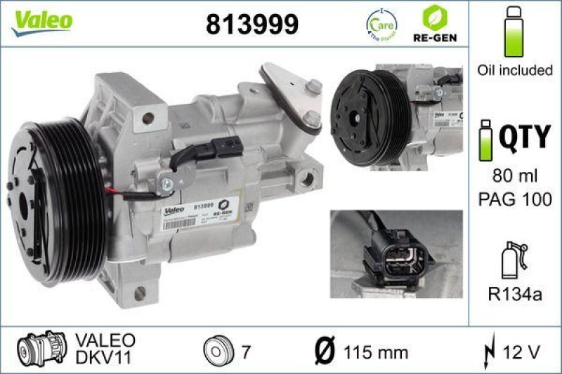 VALEO Kompressor, Klimaanlage VALEO RE-GEN - AT 813999