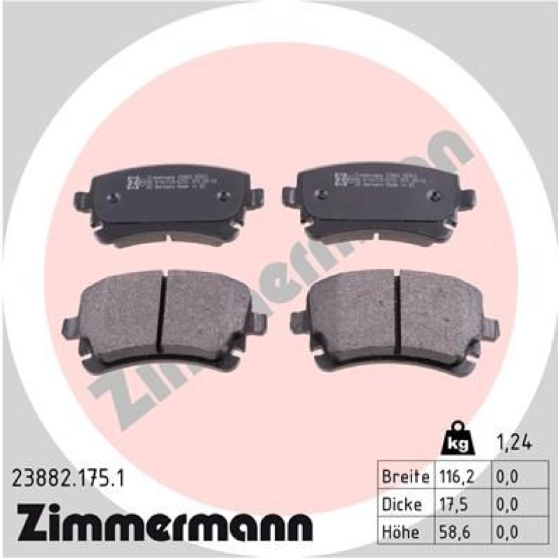 ZIMMERMANN Bremsbelagsatz, Scheibenbremse