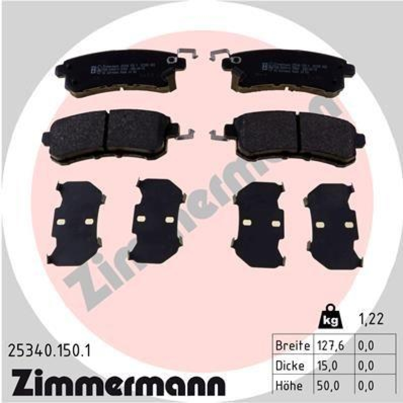 ZIMMERMANN Bremsbelagsatz, Scheibenbremse 25340.150.1