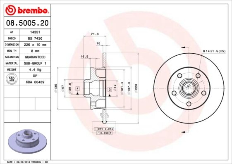 2x BREMBO Bremsscheibe PRIME LINE