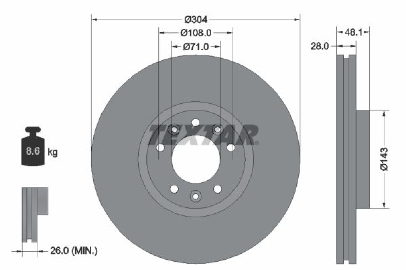 2x TEXTAR Bremsscheibe PRO 92232303