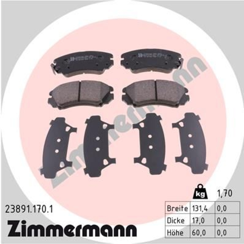 ZIMMERMANN Bremsbelagsatz, Scheibenbremse