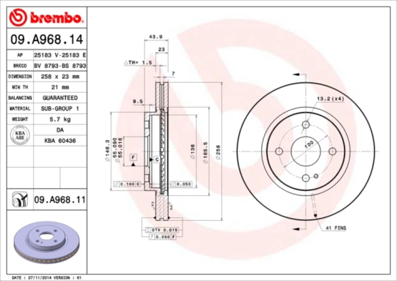 2x BREMBO Bremsscheibe PRIME LINE - UV Coated