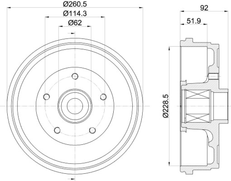 2x HELLA Brake Drum