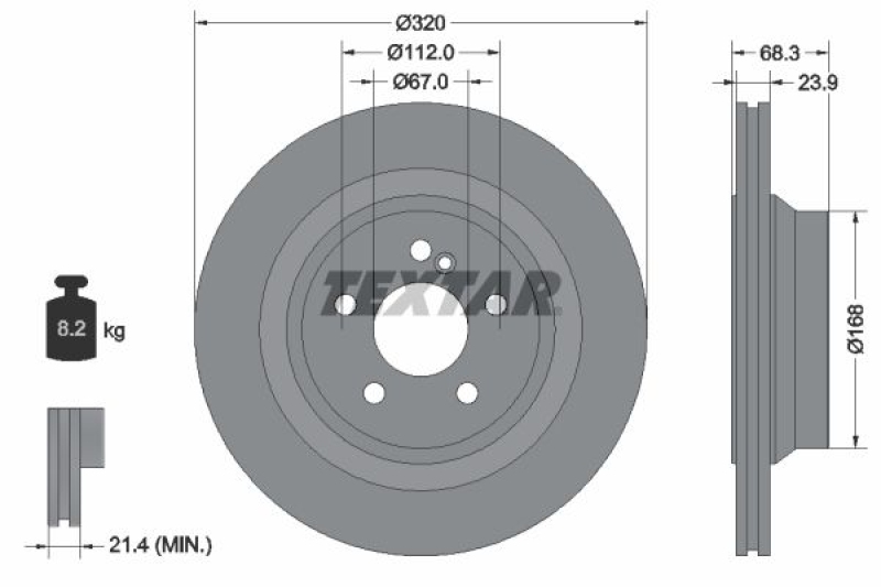 2x TEXTAR Bremsscheibe PRO+ 92233705