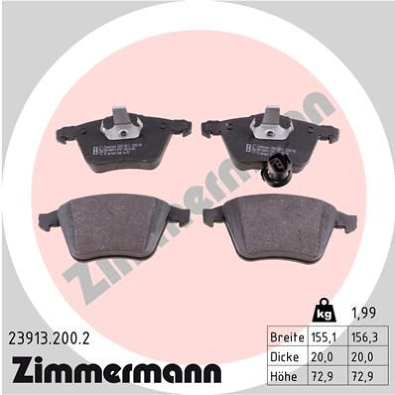 ZIMMERMANN Bremsbelagsatz, Scheibenbremse