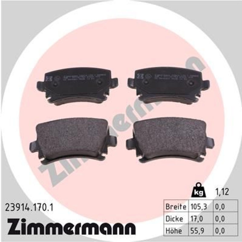 ZIMMERMANN Bremsscheiben Ø282mm + Beläge Hinten passend für ...