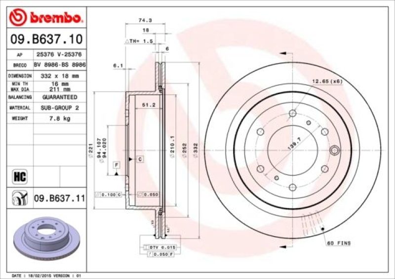 2x BREMBO Bremsscheibe PRIME LINE - UV Coated