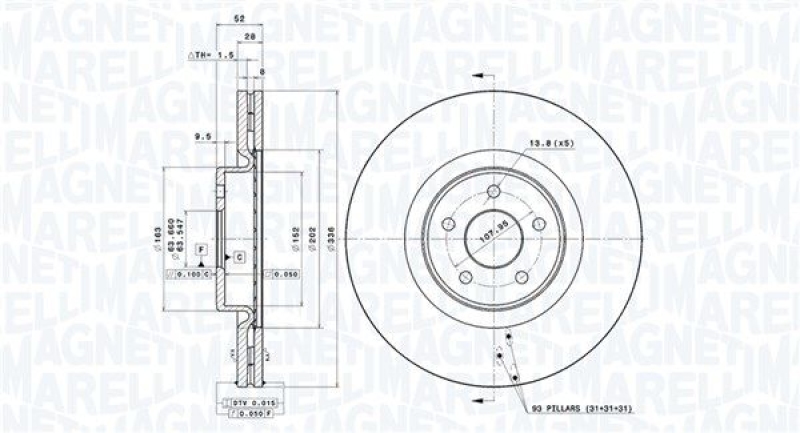 2x MAGNETI MARELLI Bremsscheibe