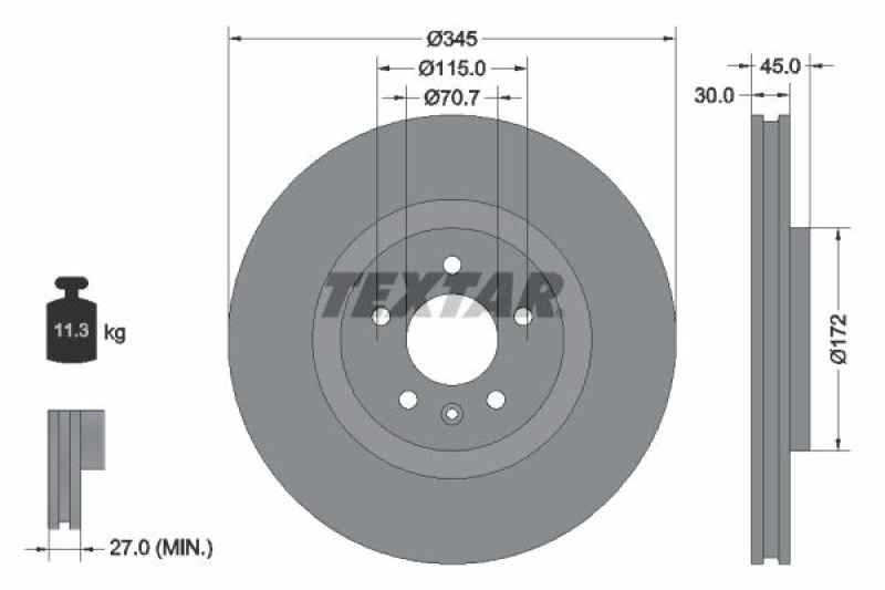 2x TEXTAR Bremsscheibe PRO+