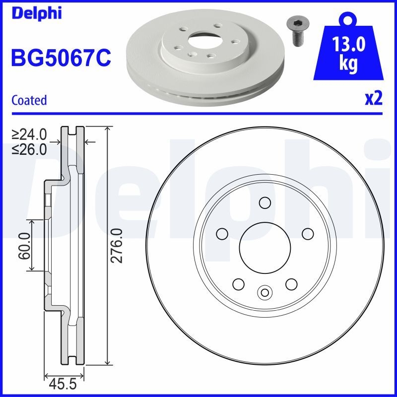 2x DELPHI Bremsscheibe