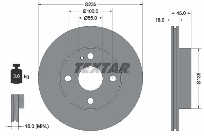 2x TEXTAR Bremsscheibe 92061500