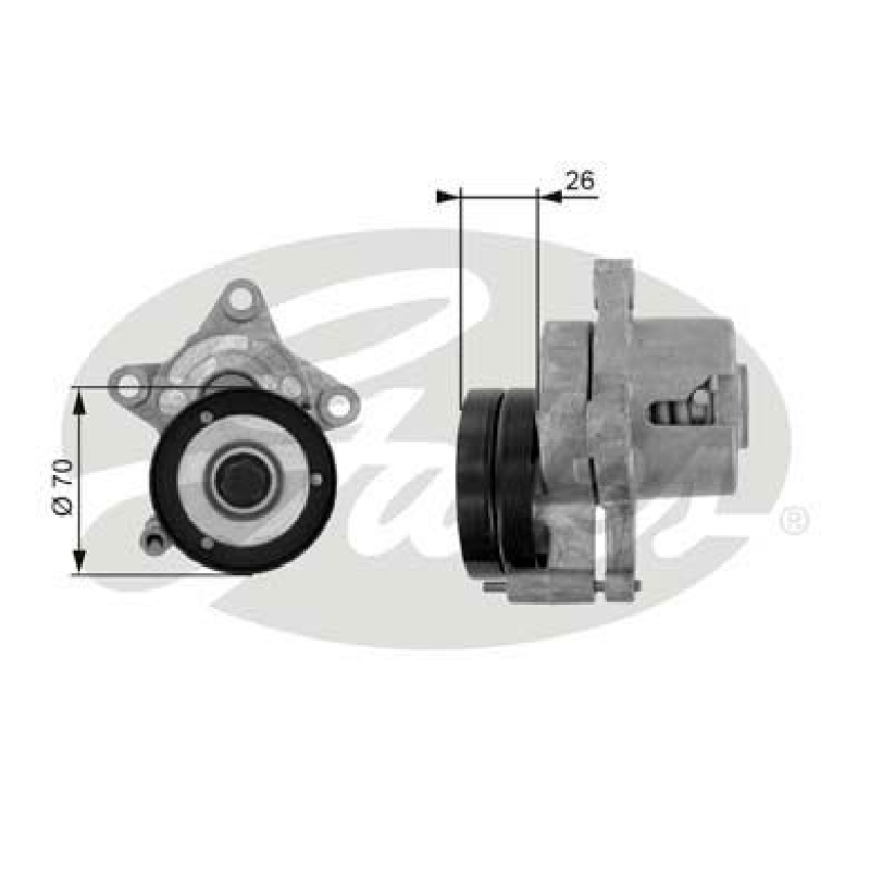 GATES Tensioner Pulley, V-ribbed belt DriveAlign®