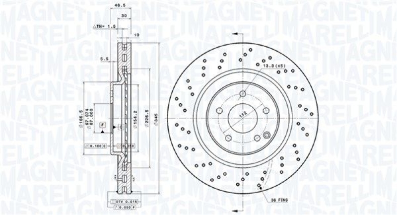 2x MAGNETI MARELLI Bremsscheibe
