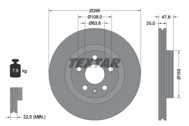 2x TEXTAR Bremsscheibe PRO+ 92323905