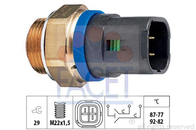 FACET Temperature Switch, radiator fan Made in Italy - OE Equivalent