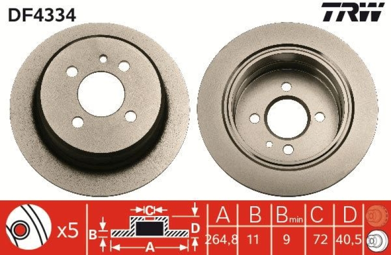 2x TRW Bremsscheibe DF4334