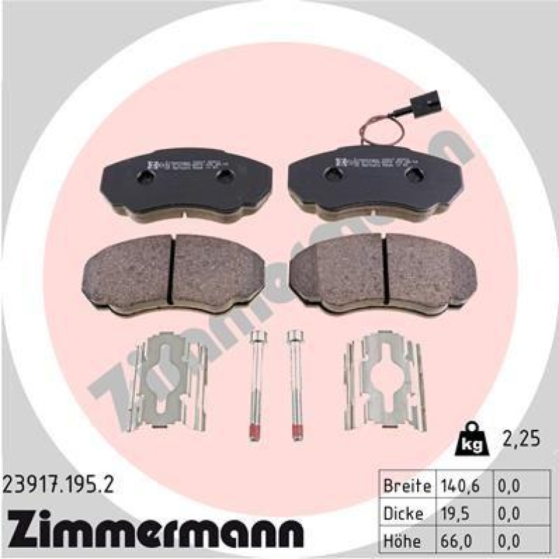 ZIMMERMANN Bremsbelagsatz, Scheibenbremse 23917.195.2