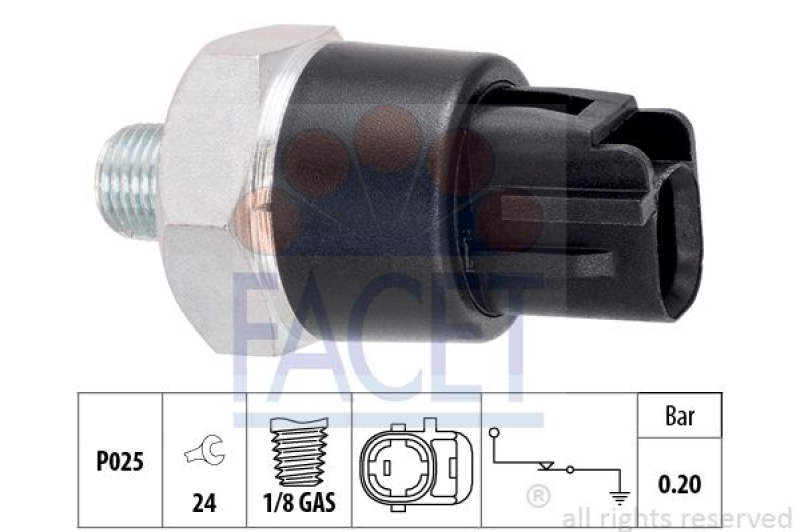 FACET Oil Pressure Switch Made in Italy - OE Equivalent