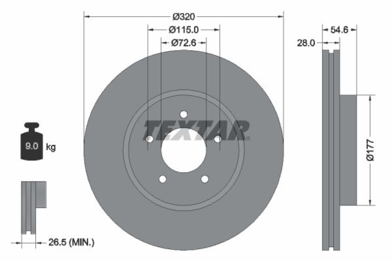 2x TEXTAR Bremsscheibe PRO 92235403