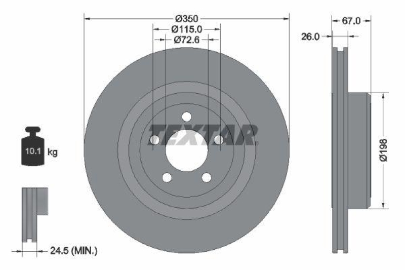 2x TEXTAR Bremsscheibe PRO 92235503