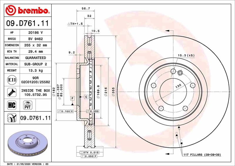 2x BREMBO Brake Disc PRIME LINE - UV Coated