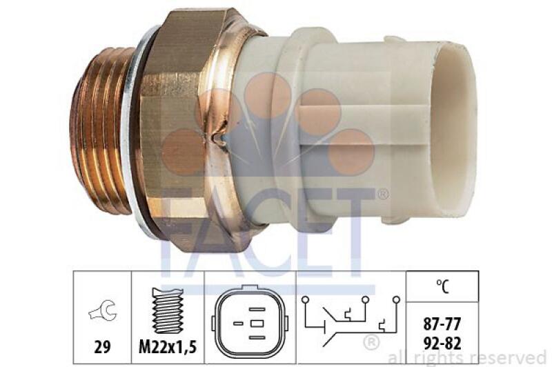 FACET Temperature Switch, radiator fan Made in Italy - OE Equivalent