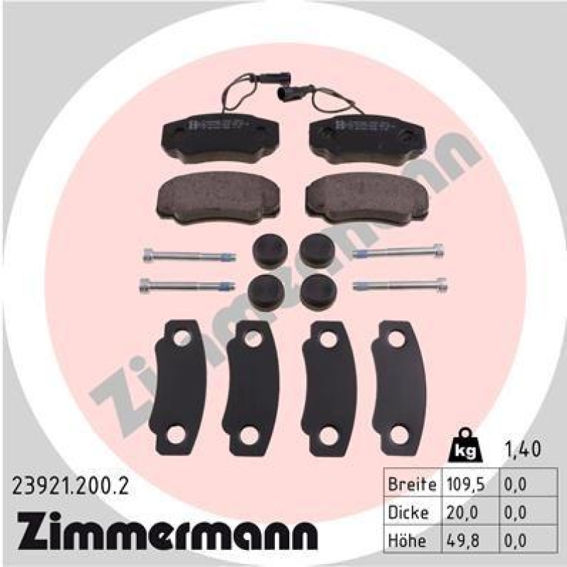 ZIMMERMANN Bremsbelagsatz, Scheibenbremse 23921.200.2