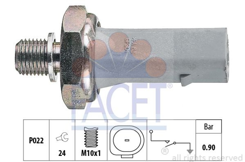 FACET Oil Pressure Switch Made in Italy - OE Equivalent