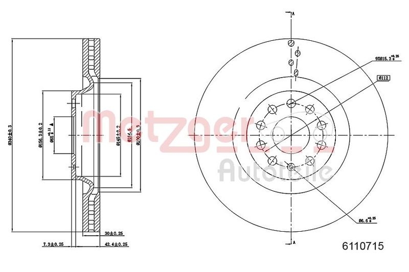 2x METZGER Bremsscheibe GREENPARTS