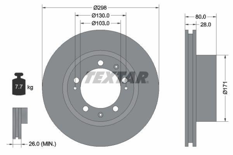 2x TEXTAR Brake Disc PRO+