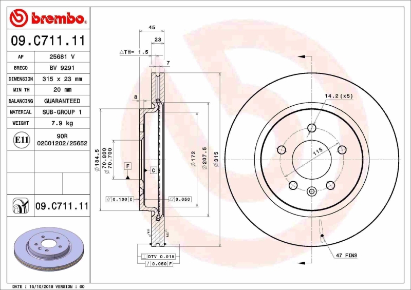 2x BREMBO Brake Disc PRIME LINE - UV Coated