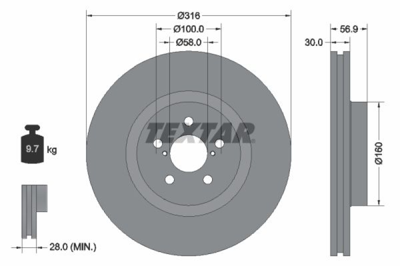 2x TEXTAR Bremsscheibe PRO