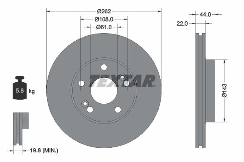 2x TEXTAR Bremsscheibe PRO+