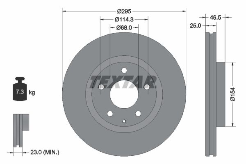 2x TEXTAR Bremsscheibe PRO 92326203