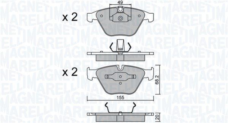 MAGNETI MARELLI Bremsbelagsatz, Scheibenbremse 363916060904