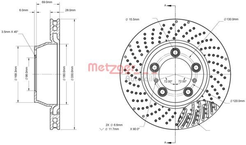 2x METZGER Bremsscheibe