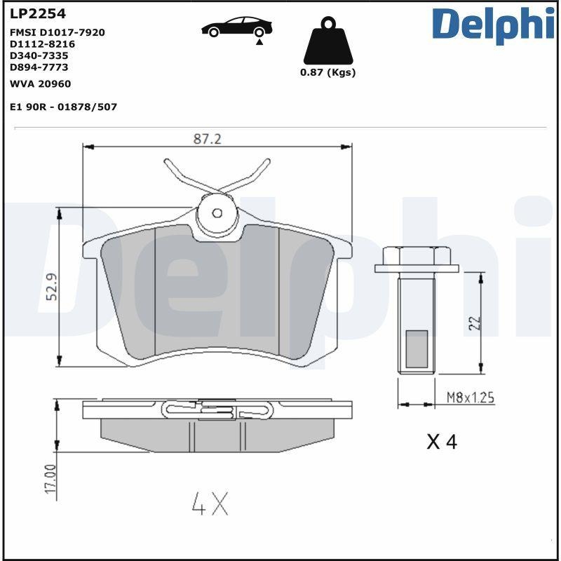 DELPHI Bremsbelagsatz, Scheibenbremse LP2254