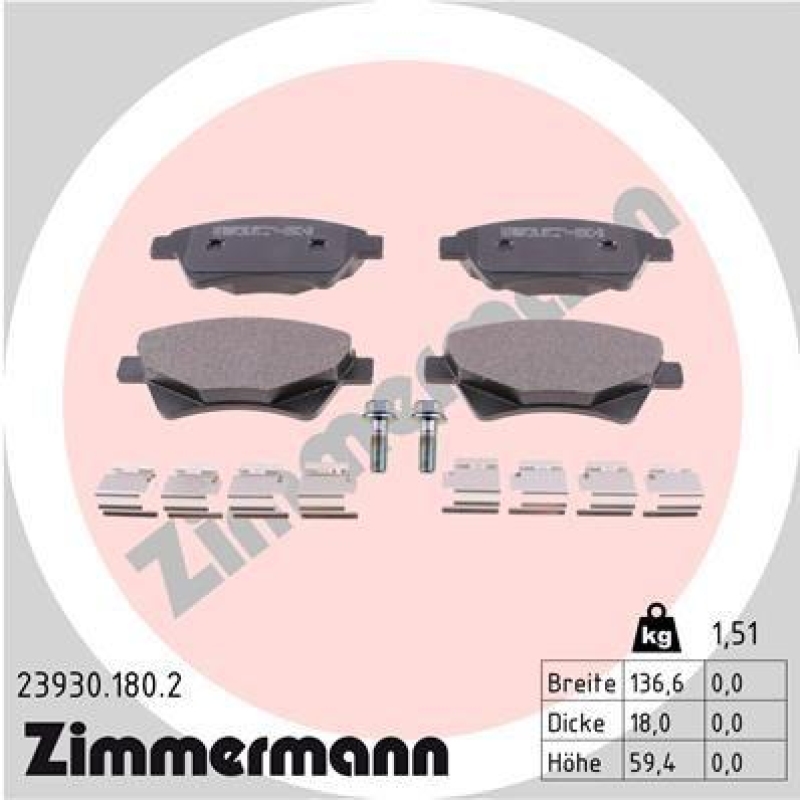 ZIMMERMANN Bremsbelagsatz, Scheibenbremse 23930.180.2